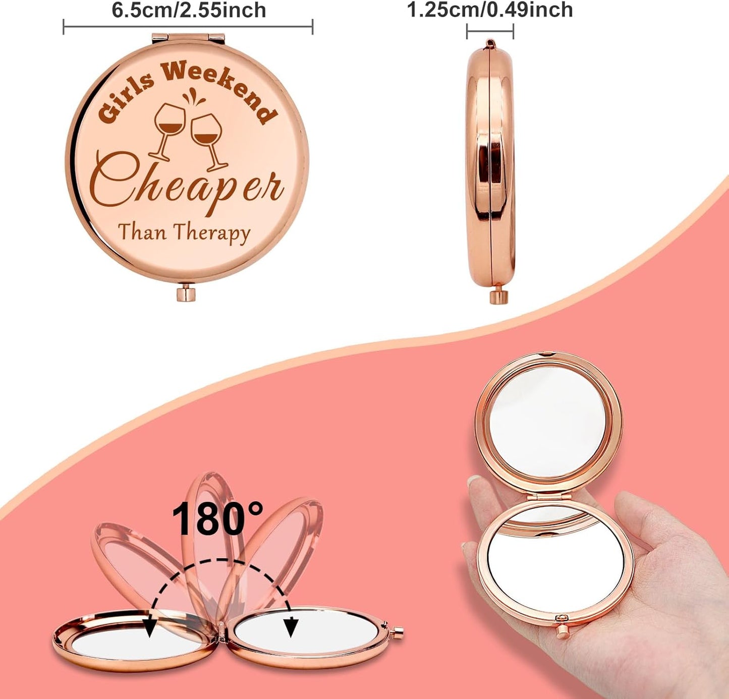Girls Weekend Gifts Compact Mirror Trip Gifts for Best Friends Getaway Weekend Gifts Friendship Gifts BFF Gifts Sister Vacation Gifts Folding Makeup Mirror Girls Travel Gifts Graduation Gifts