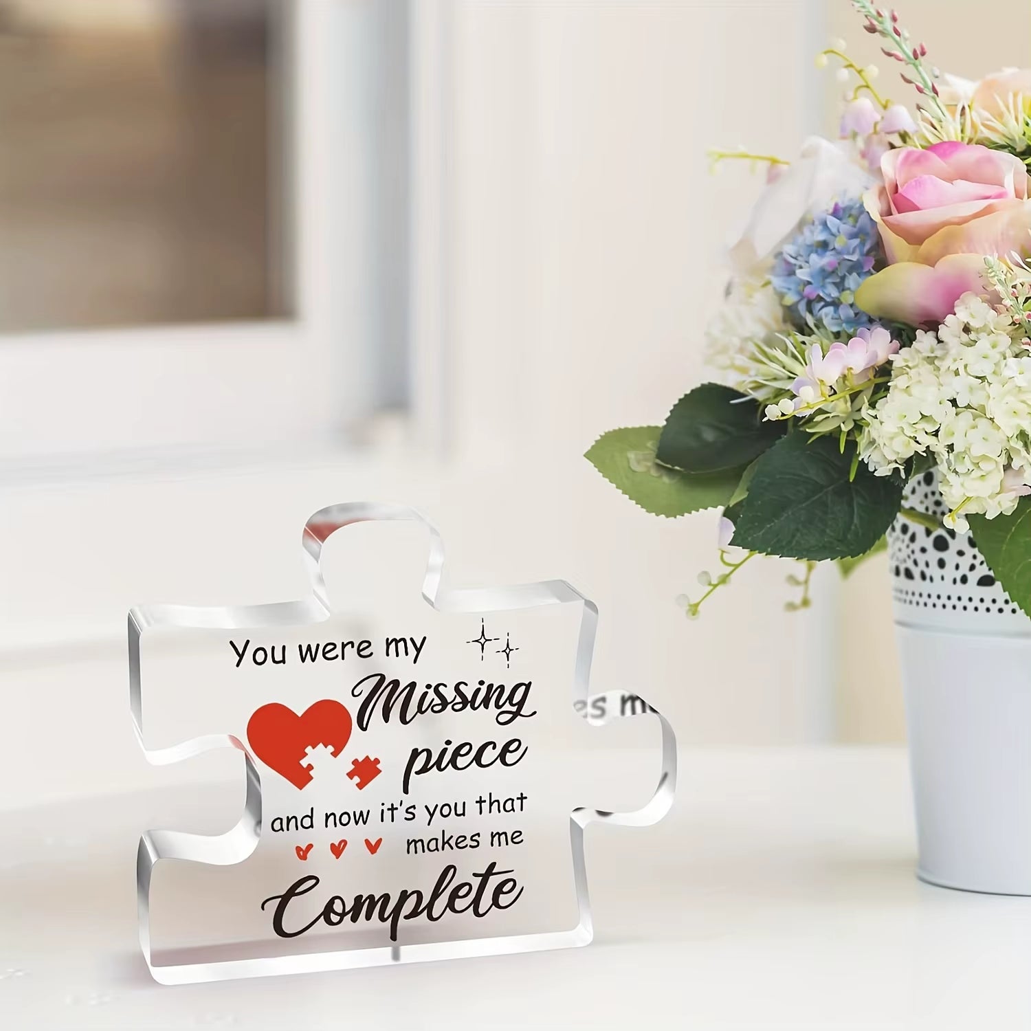 1Pc,Couple Gifts, Puzzle-Shaped Acrylic Plaque, Birthday Gifts for Her, Gifts for Him, for Him, Boyfriend Gifts