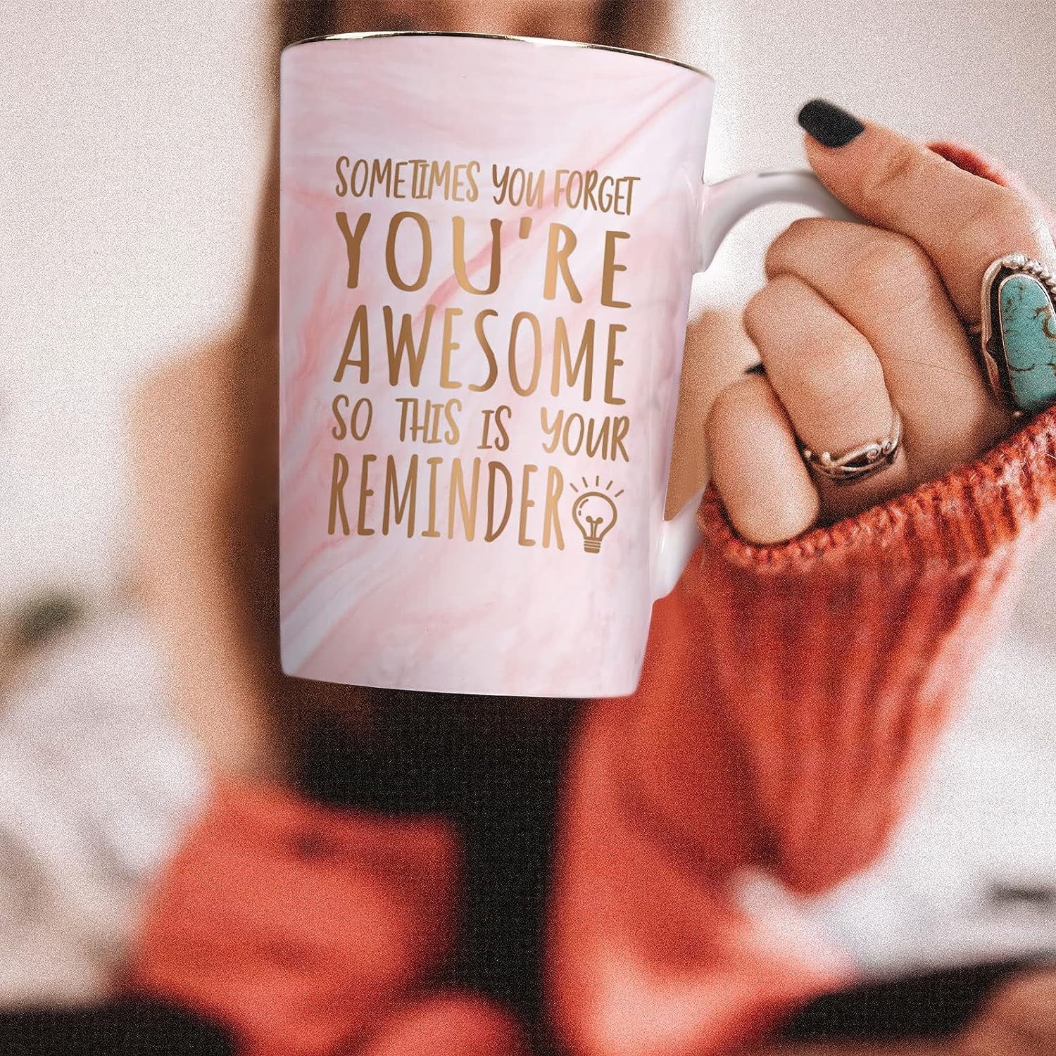 Thank You Gifts for Mug, Sometimes You Forget You'Re Awesome Mugs Gifts, Inspirational Gifts for Men Women Friends, Pink 14 Fl Oz Coffee Mug Ceramic Mugs Tea Cup