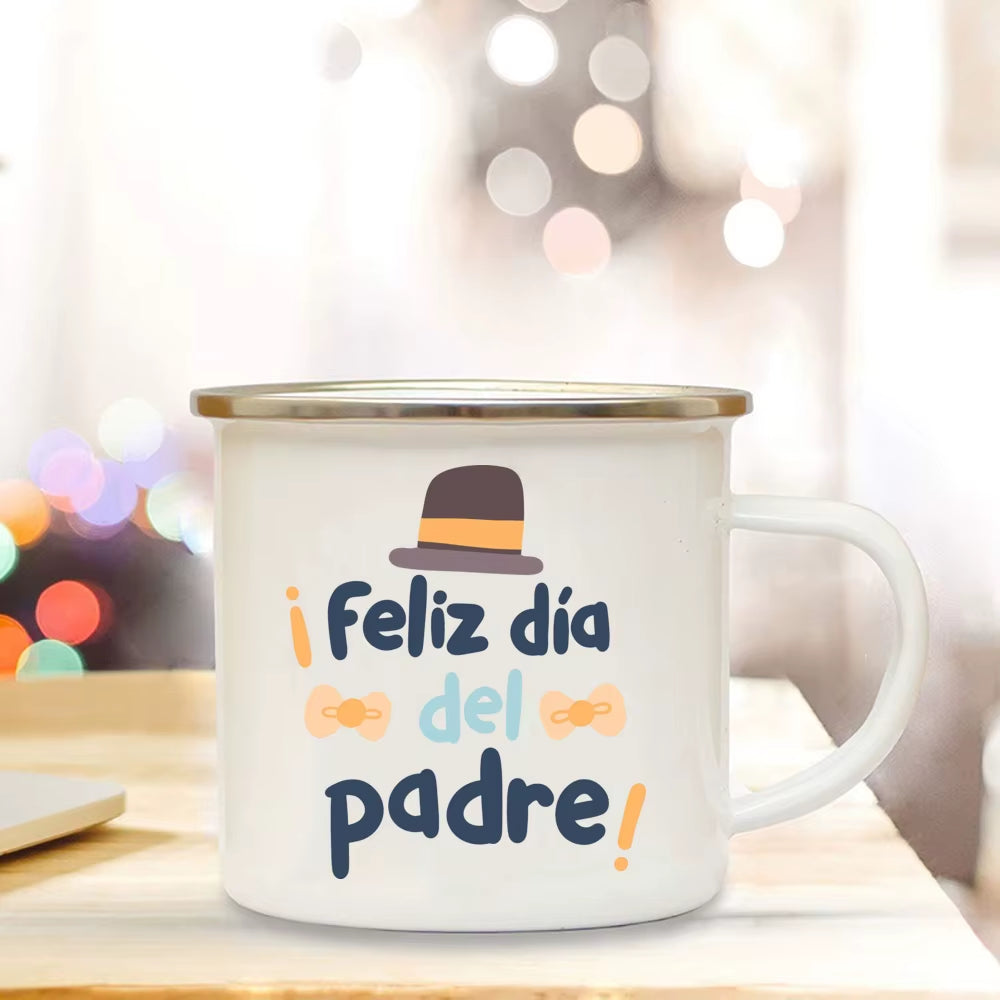 Dad I Love You Print Enamel Mugs Coffee Cups Gift for Daddy Drink Beer Wine Juice Cup Fathers Day Mug Present Coffee Cup