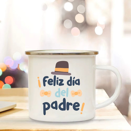 Dad I Love You Print Enamel Mugs Coffee Cups Gift for Daddy Drink Beer Wine Juice Cup Fathers Day Mug Present Coffee Cup