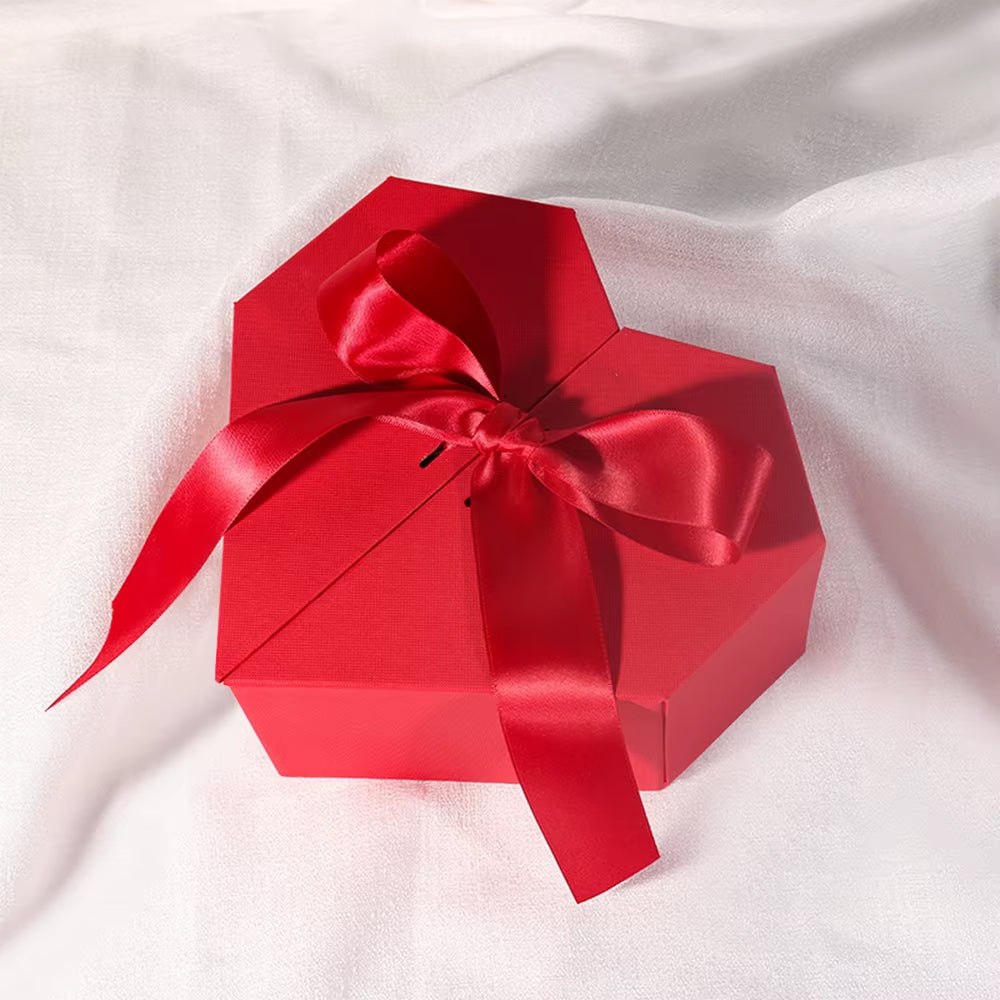 Black Red Heart Shaped Gifts Box with Bows Valentines Day Presents Packaing Boxes Anniversary Surprise Gifts Wedding Decorations