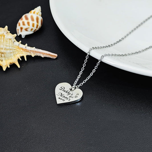 Family Love Necklace & Keychain Gift for Dad Mom and Daughter - Daddy'S Girl Heart Pendant for Girl,Birthday Father'S Day Keepsake for Parents Childen Kids.