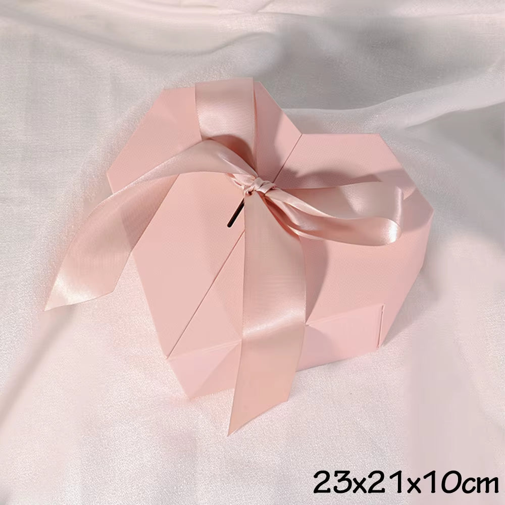 Black Red Heart Shaped Gifts Box with Bows Valentines Day Presents Packaing Boxes Anniversary Surprise Gifts Wedding Decorations