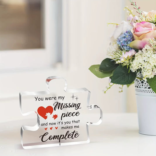 1Pc,Couple Gifts, Puzzle-Shaped Acrylic Plaque, Birthday Gifts for Her, Gifts for Him, for Him, Boyfriend Gifts