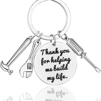 Dad Keychain Father'S Day Gifts - Thank You for Helping Me Build My Life Keychain for Christmas Birthday