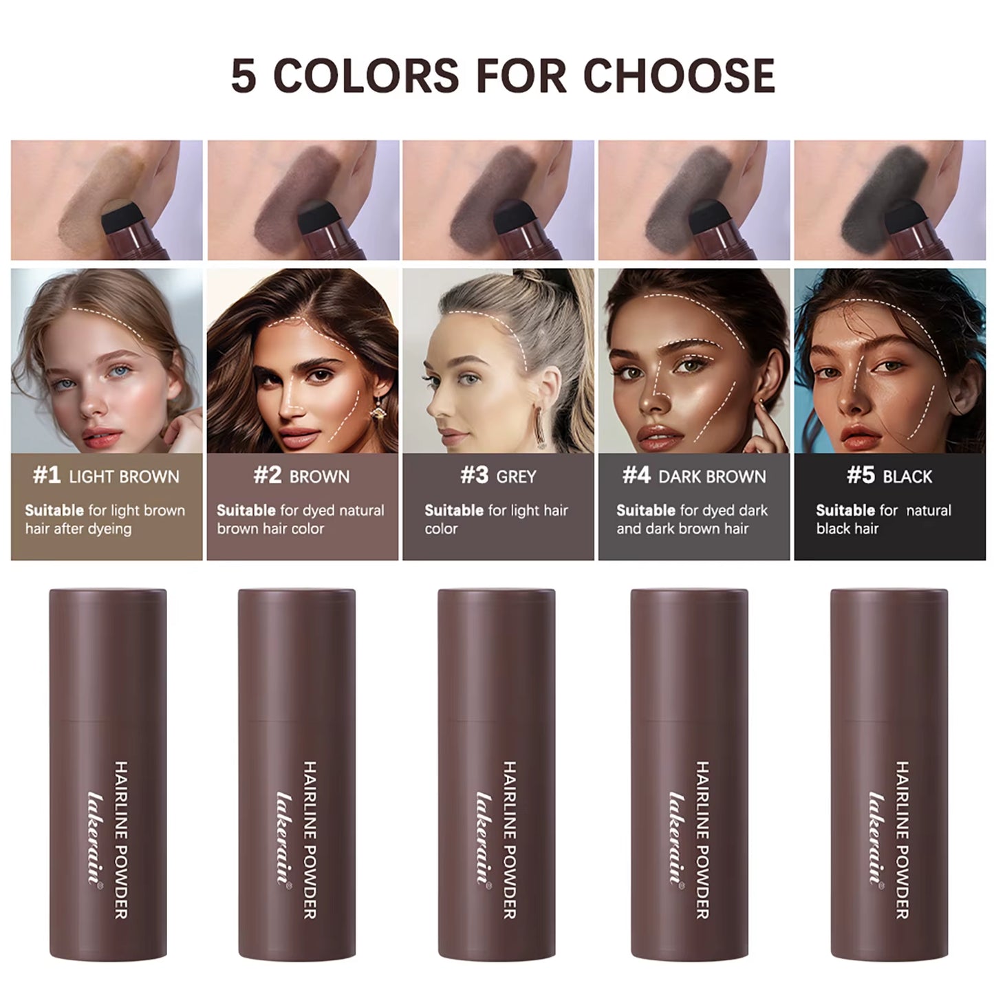 Waterproof Hairline & Root Concealer Pen – Instant Grey Coverage with Easy Blend Powder Stick for Normal Hair