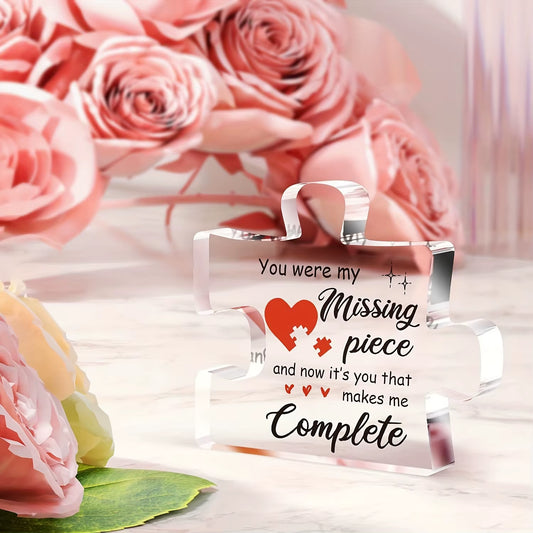 1Pc,Couple Gifts, Puzzle-Shaped Acrylic Plaque, Birthday Gifts for Her, Gifts for Him, for Him, Boyfriend Gifts