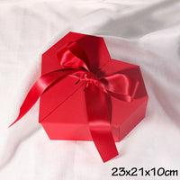 Black Red Heart Shaped Gifts Box with Bows Valentines Day Presents Packaing Boxes Anniversary Surprise Gifts Wedding Decorations