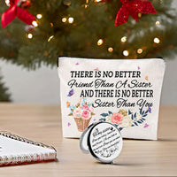 Sister Gifts,Sisters Gifts from Sister,Sister Birthday Gifts from Sister,Sister Appreciation Gifts,Gifts for Sisters,Sister Bday Gifts,Bonus Sister Gifts,Sister Cosmetic Bag,Sister Mirror