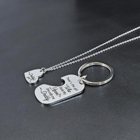 Family Love Necklace & Keychain Gift for Dad Mom and Daughter - Daddy'S Girl Heart Pendant for Girl,Birthday Father'S Day Keepsake for Parents Childen Kids.