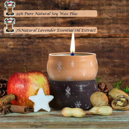 Christmas Scented Candles Gifts for Women, Natural Soy Wax Xmas Aromatherapy Gift Set, 6 Pack Tin Jar Candles for Stress Relief