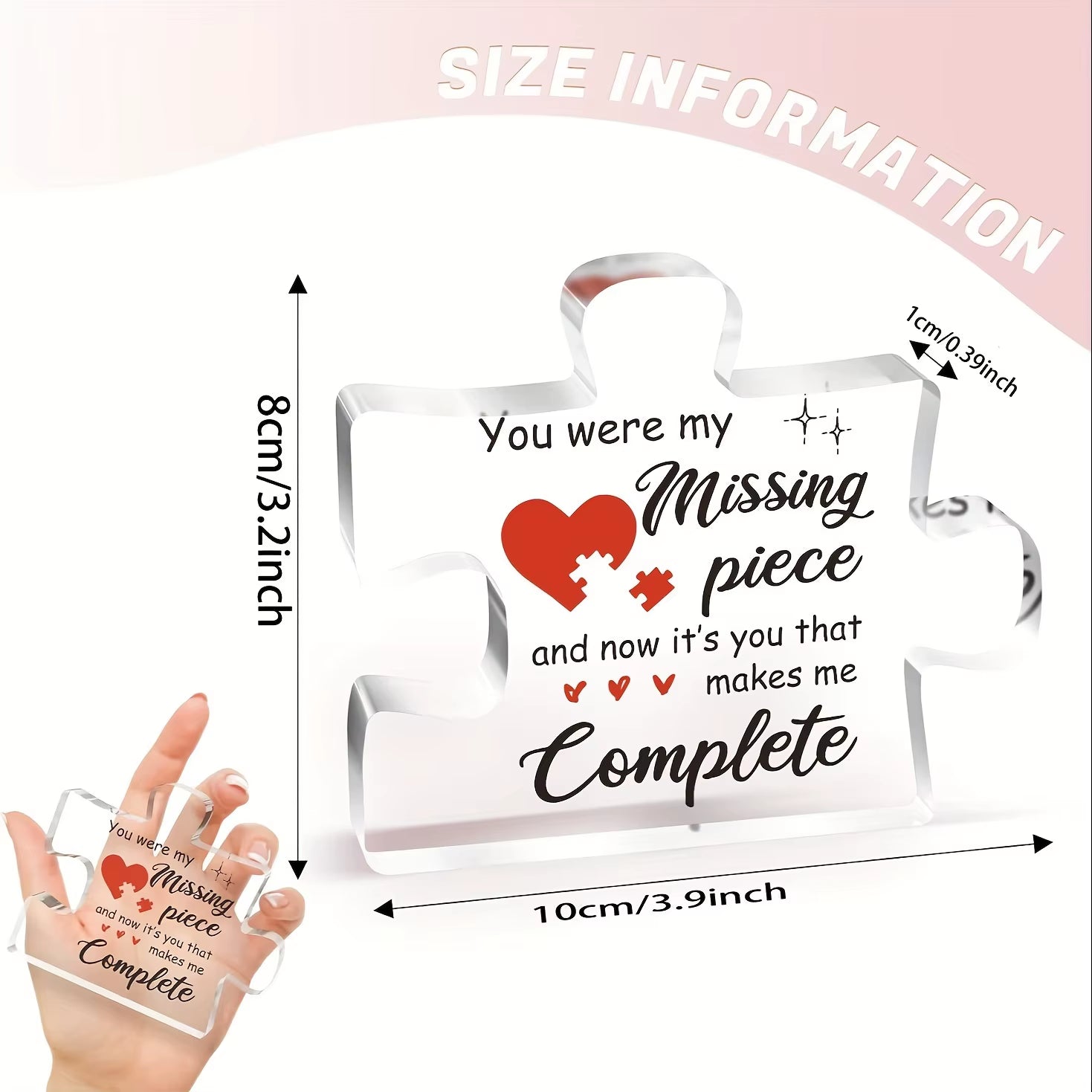 1Pc,Couple Gifts, Puzzle-Shaped Acrylic Plaque, Birthday Gifts for Her, Gifts for Him, for Him, Boyfriend Gifts