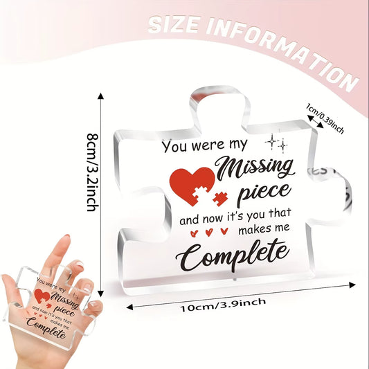 1Pc,Couple Gifts, Puzzle-Shaped Acrylic Plaque, Birthday Gifts for Her, Gifts for Him, for Him, Boyfriend Gifts