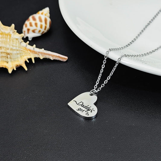 Family Love Necklace & Keychain Gift for Dad Mom and Daughter - Daddy'S Girl Heart Pendant for Girl,Birthday Father'S Day Keepsake for Parents Childen Kids.