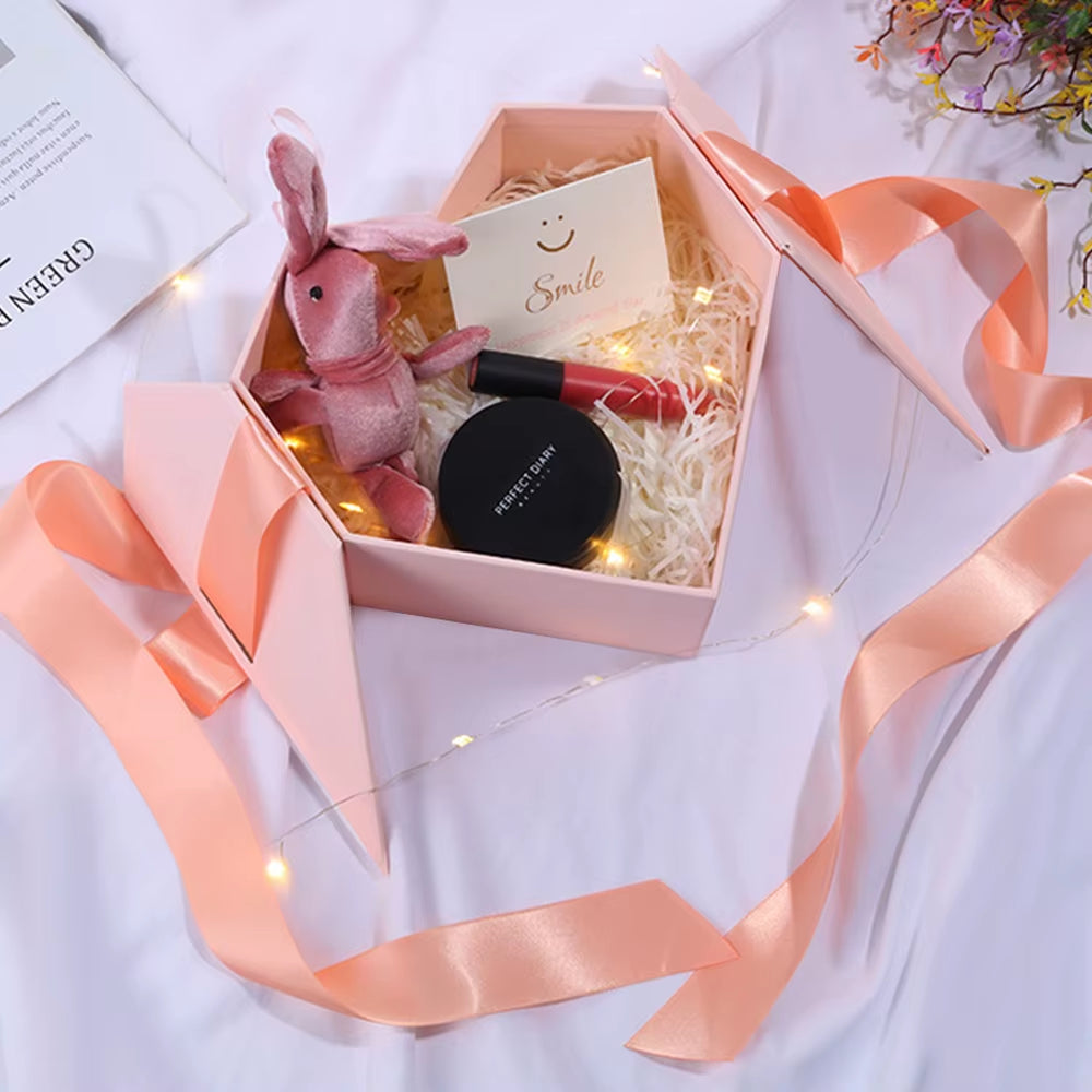Black Red Heart Shaped Gifts Box with Bows Valentines Day Presents Packaing Boxes Anniversary Surprise Gifts Wedding Decorations