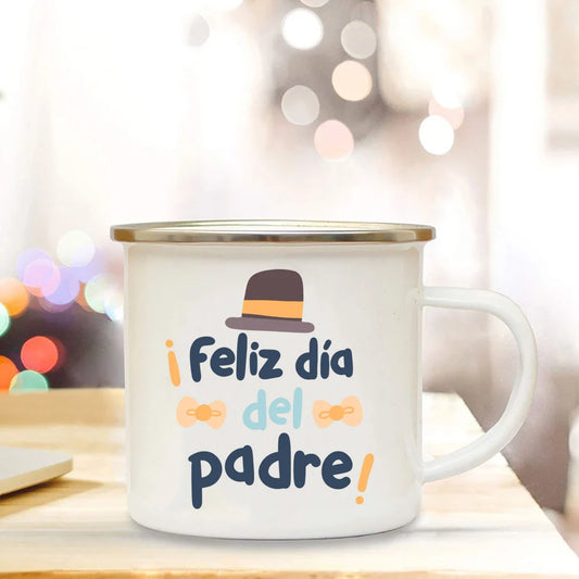 Dad I Love You Print Enamel Mugs Coffee Cups Gift for Daddy Drink Beer Wine Juice Cup Fathers Day Mug Present Coffee Cup