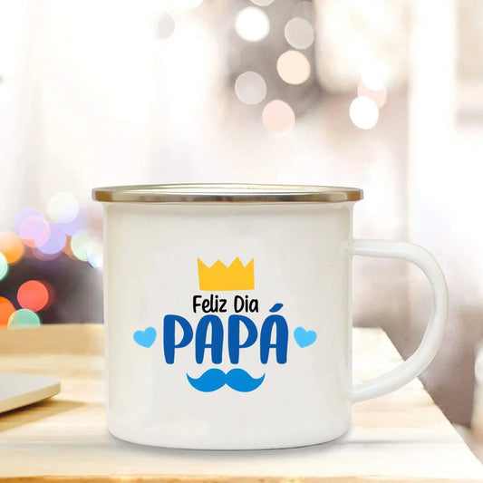 Dad I Love You Print Enamel Mugs Coffee Cups Gift for Daddy Drink Beer Wine Juice Cup Fathers Day Mug Present Coffee Cup