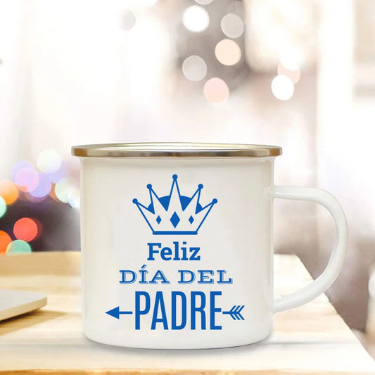 Dad I Love You Print Enamel Mugs Coffee Cups Gift for Daddy Drink Beer Wine Juice Cup Fathers Day Mug Present Coffee Cup