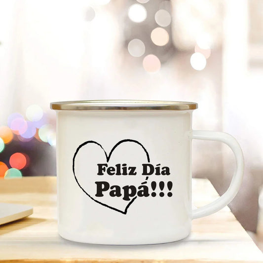 Dad I Love You Print Enamel Mugs Coffee Cups Gift for Daddy Drink Beer Wine Juice Cup Fathers Day Mug Present Coffee Cup