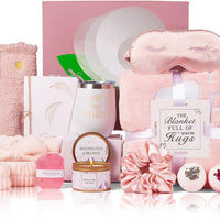 Birthday Gifts for Women, Get Well Soon & Self Care Gifts for Women, Relaxing Spa Gifts Basket with Luxury Flannel Blanket, Thanks Mothers Day Gifts for Mom Her Friend Sister Wife Grandma