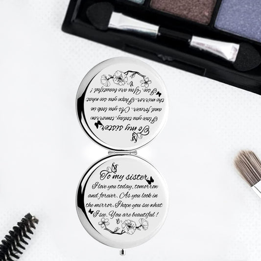 Sister Gifts,Sisters Gifts from Sister,Sister Birthday Gifts from Sister,Sister Appreciation Gifts,Gifts for Sisters,Sister Bday Gifts,Bonus Sister Gifts,Sister Cosmetic Bag,Sister Mirror
