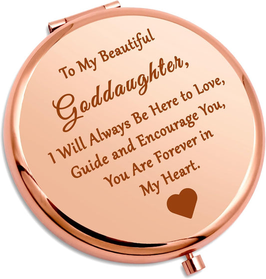 Goddaughter Birthday Gifts Goddaughter Gifts Compact Makeup Mirror Goddaughter Baptism Gifts Christian Inspirational Gifts Easter Gifts for Girls Goddaughter Graduation Gifts Pocket Makeup Mirror