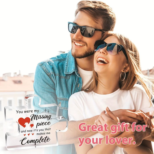 1Pc,Couple Gifts, Puzzle-Shaped Acrylic Plaque, Birthday Gifts for Her, Gifts for Him, for Him, Boyfriend Gifts
