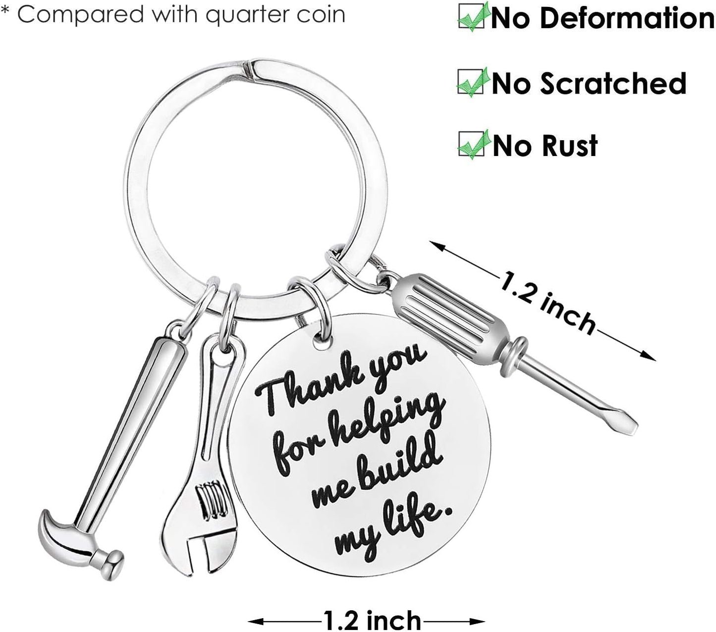 Dad Keychain Father'S Day Gifts - Thank You for Helping Me Build My Life Keychain for Christmas Birthday