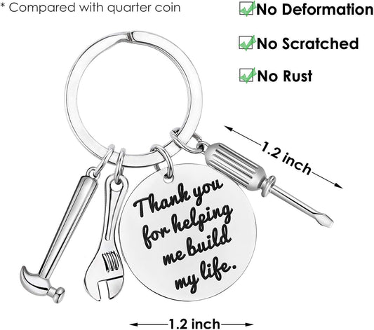 Dad Keychain Father'S Day Gifts - Thank You for Helping Me Build My Life Keychain for Christmas Birthday