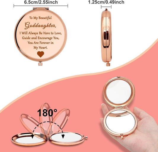 Goddaughter Birthday Gifts Goddaughter Gifts Compact Makeup Mirror Goddaughter Baptism Gifts Christian Inspirational Gifts Easter Gifts for Girls Goddaughter Graduation Gifts Pocket Makeup Mirror