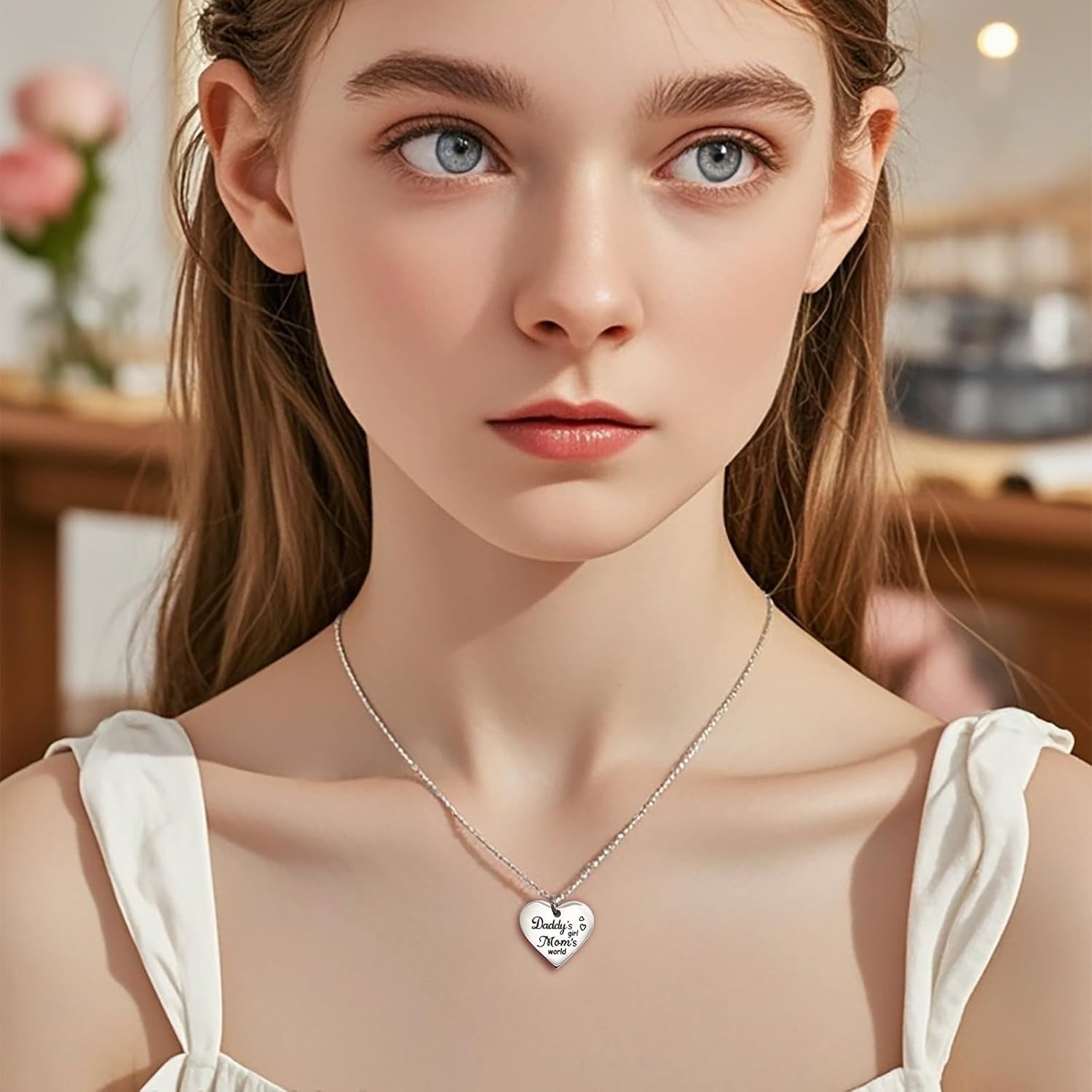Family Love Necklace & Keychain Gift for Dad Mom and Daughter - Daddy'S Girl Heart Pendant for Girl,Birthday Father'S Day Keepsake for Parents Childen Kids.
