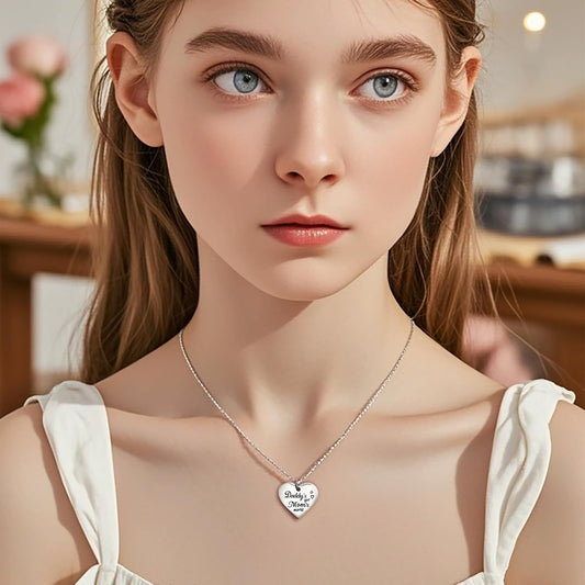 Family Love Necklace & Keychain Gift for Dad Mom and Daughter - Daddy'S Girl Heart Pendant for Girl,Birthday Father'S Day Keepsake for Parents Childen Kids.