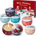 Christmas Scented Candles Gifts for Women, Natural Soy Wax Xmas Aromatherapy Gift Set, 6 Pack Tin Jar Candles for Stress Relief