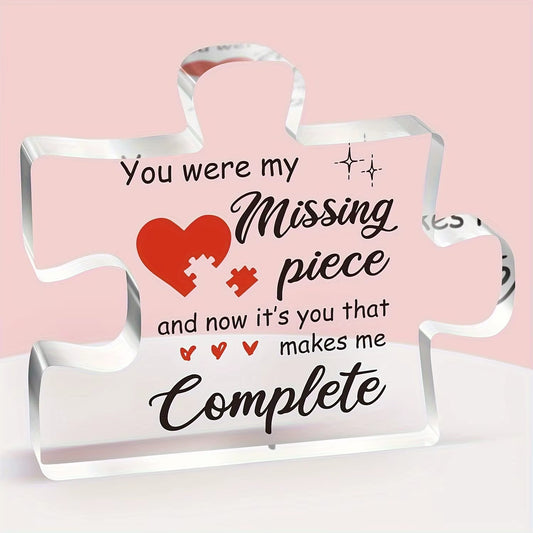 1Pc,Couple Gifts, Puzzle-Shaped Acrylic Plaque, Birthday Gifts for Her, Gifts for Him, for Him, Boyfriend Gifts