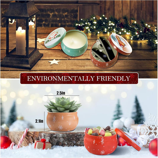 Christmas Scented Candles Gifts for Women, Natural Soy Wax Xmas Aromatherapy Gift Set, 6 Pack Tin Jar Candles for Stress Relief